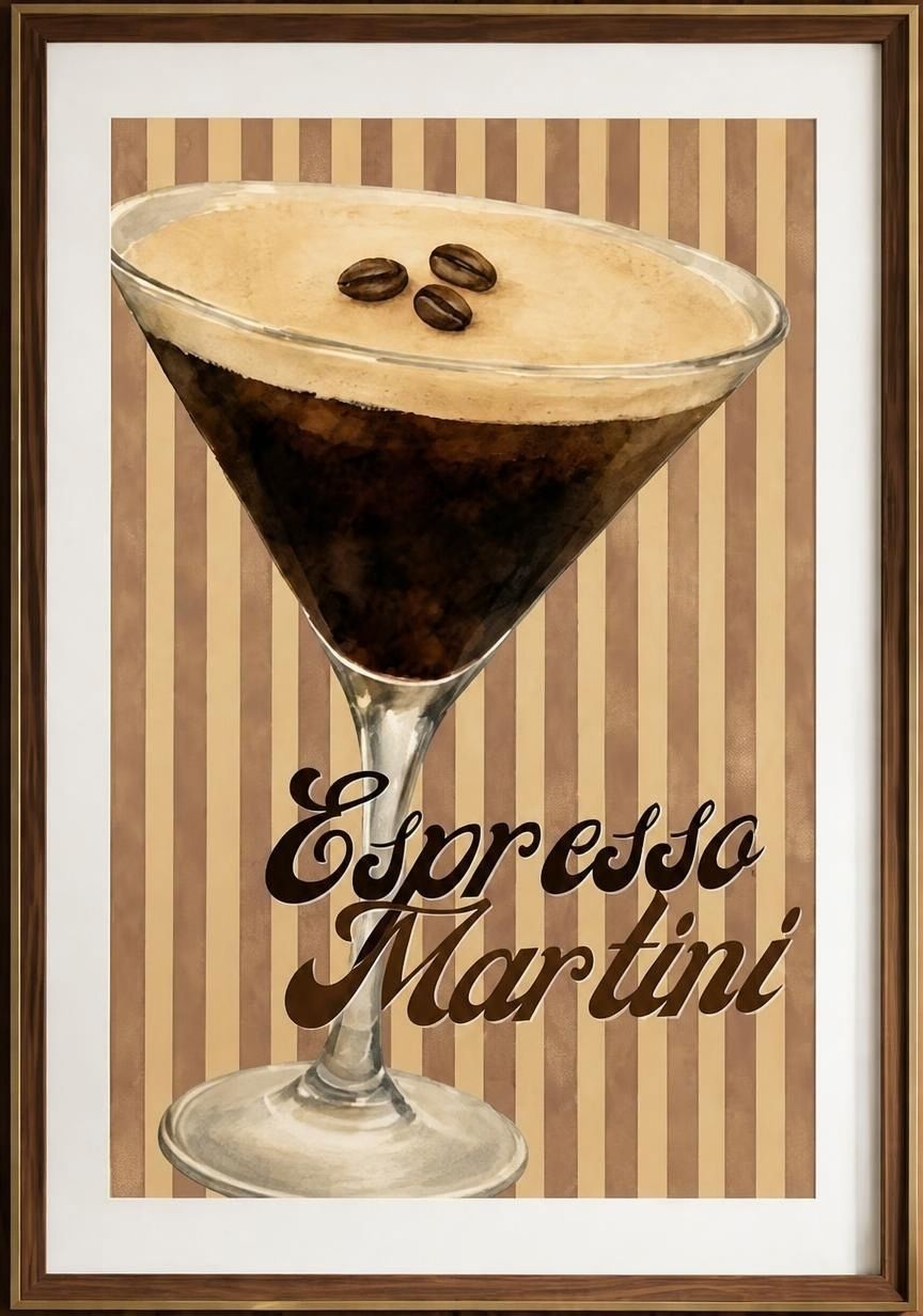 Affiche Espresso Martini à imprimer pour cuisine et coin bar
