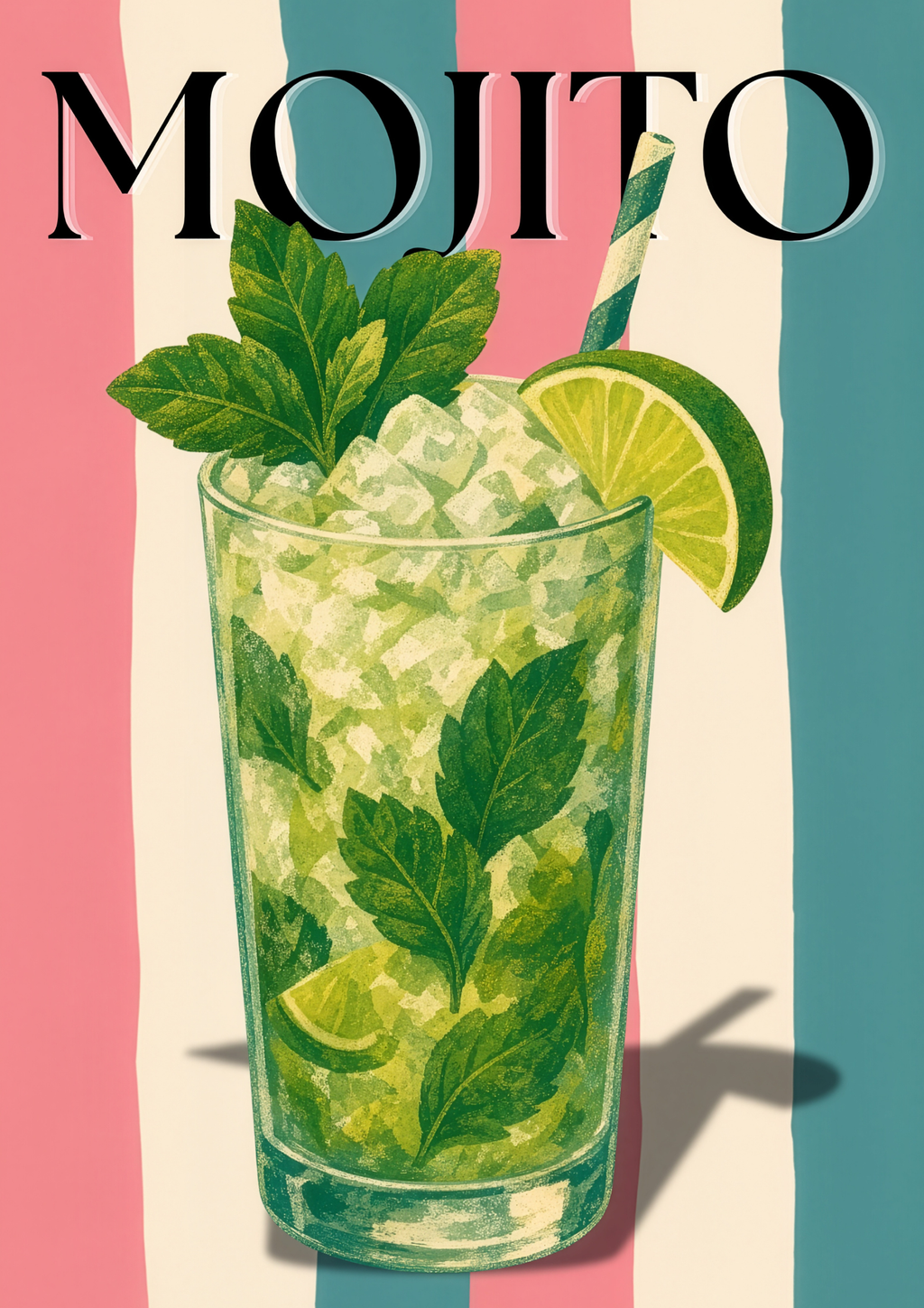 Mojito Cocktail Printable Poster, Digital Download Art Print