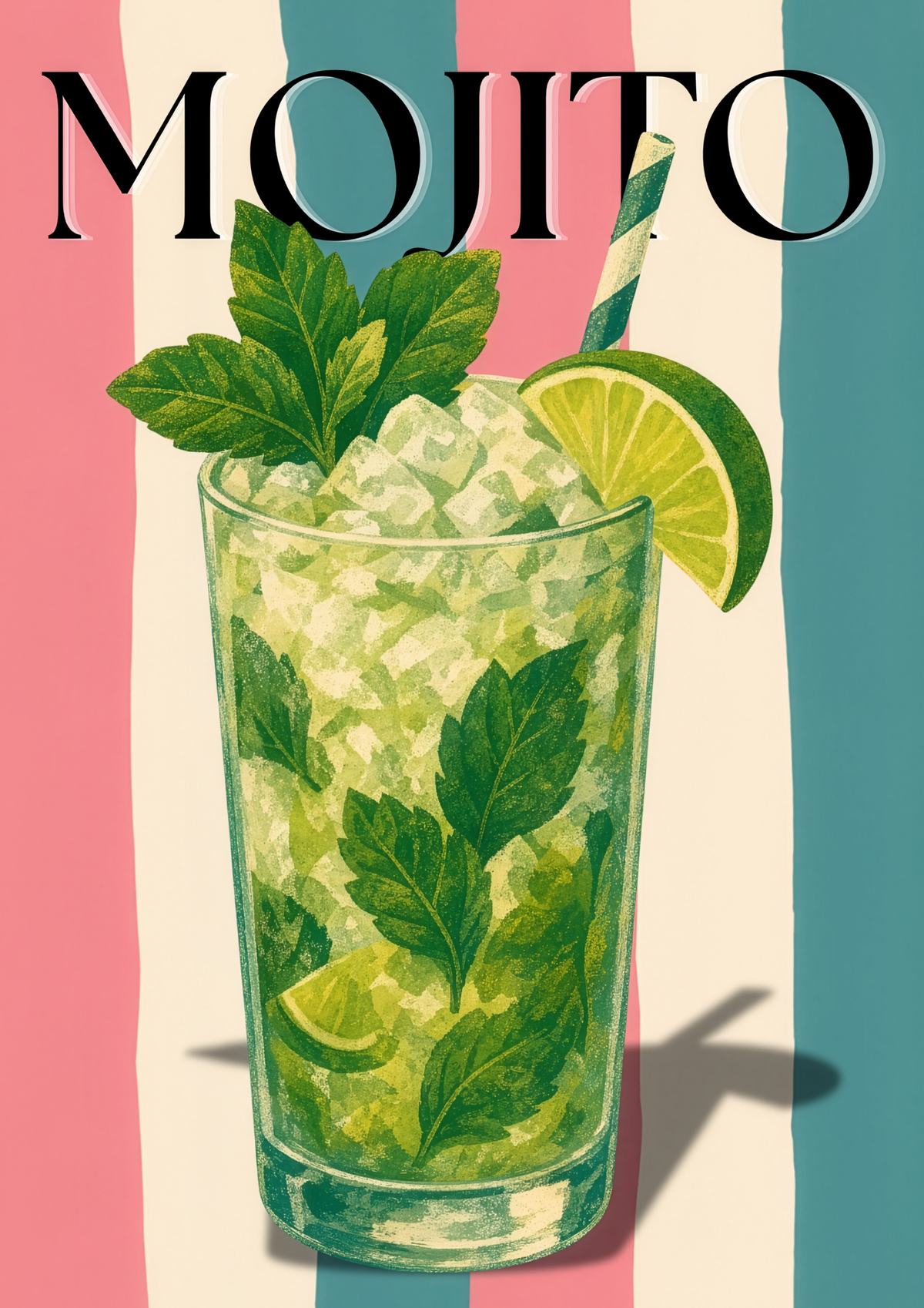 Mojito Cocktail Printable Poster, Digital Download Art Print